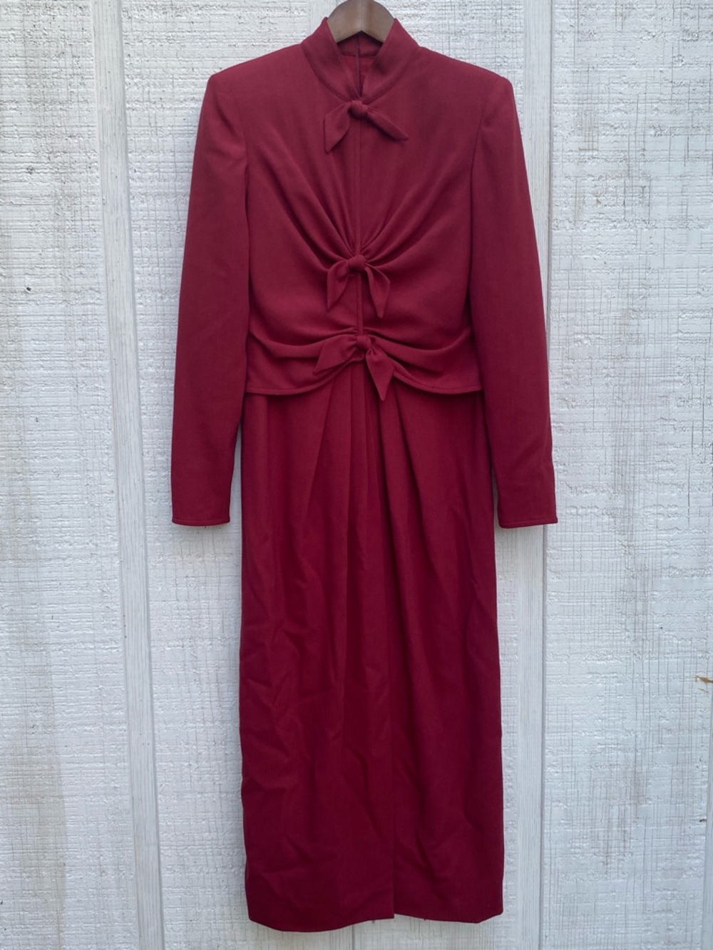 Emanuel Ungaro Burgundy Long Sleeve Maxi Dress Vintage Rare Paris 70s 80s